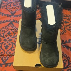 UGG Kids Black Suede Boots